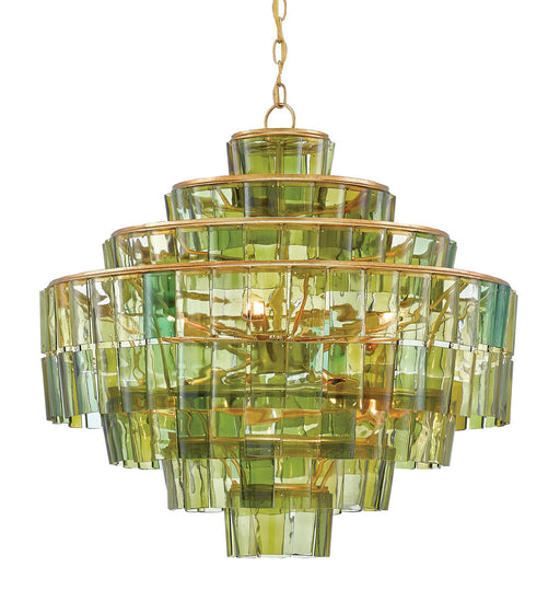 Currey and Company - 9000-0148 - Eight Light Chandelier - Sommelier - Dark Gold Leaf/Green