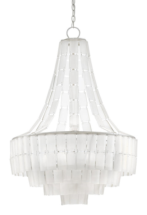 Currey and Company - 9000-0159 - Seven Light Chandelier - Vintner Blanc - Silver Leaf/Opaque White