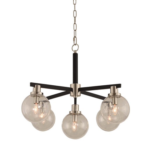Kalco - 315451BPN - Five Light Pendant - Cameo - Matte Black Finish With Nickel Accents