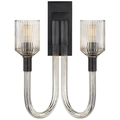 Visual Comfort - KW 2404CRB/BZ - Two Light Wall Sconce - Reverie - Clear Ribbed Glass and Bronze
