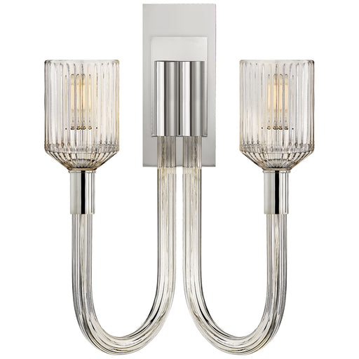 Visual Comfort - KW 2404CRB/PN - Two Light Wall Sconce - Reverie - Clear Ribbed Glass and Polished Nickel