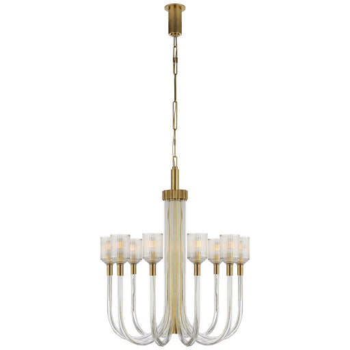 Visual Comfort - KW 5401CRB/AB - Ten Light Chandelier - Reverie - Clear Ribbed Glass and Brass