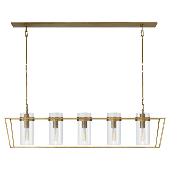 Visual Comfort - S 5177HAB-CG - Five Light Linear Pendant - Presidio - Hand-Rubbed Antique Brass