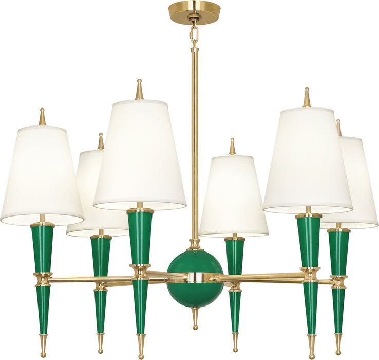 Robert Abbey - G904X - Six Light Chandelier - Jonathan Adler Versailles - Emerald Lacquered Paint w/ Modern Brass