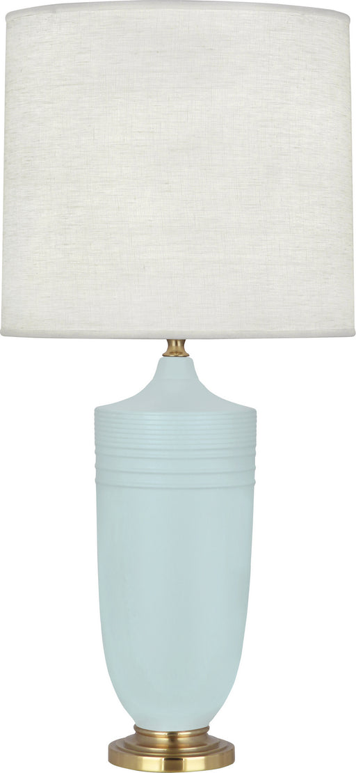 Robert Abbey - MSB27 - One Light Table Lamp - Michael Berman Hadrian - Matte Sky Blue Glazed Ceramic w/ Modern Brass