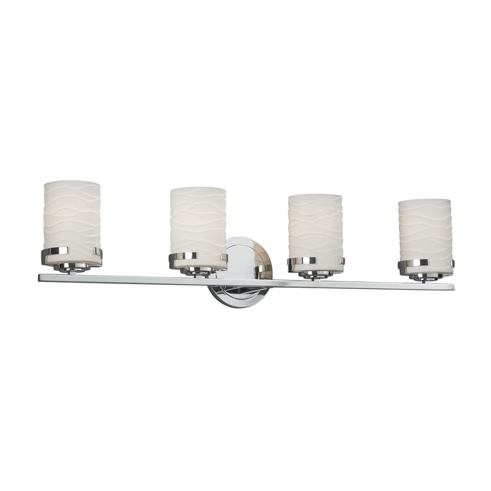 Justice Designs - POR-8454-10-WAVE-CROM - Four Light Bath Bar - Limoges - Polished Chrome