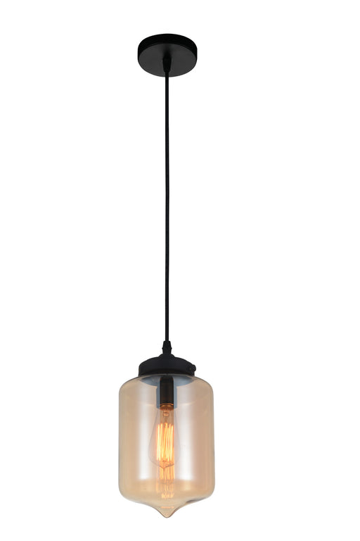 CWI Lighting - 5570P7C - Amber - One Light Mini Pendant - Glass - Black