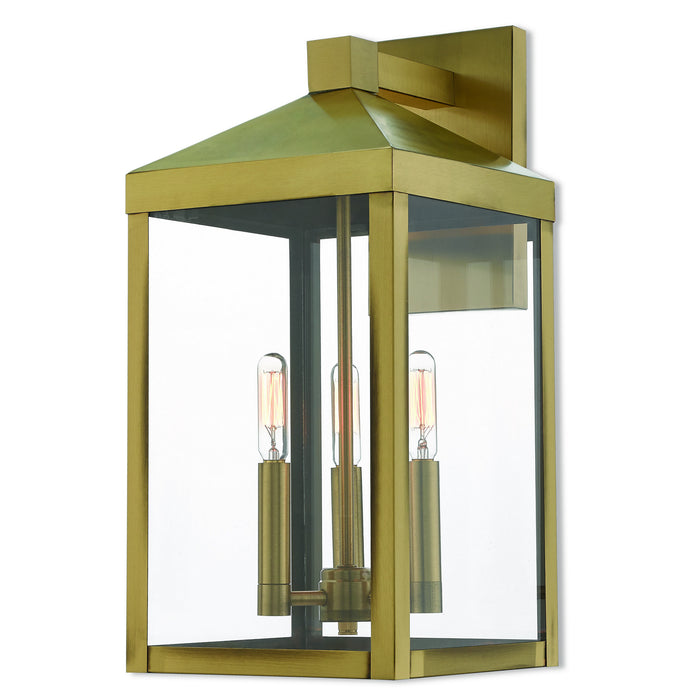 Livex Lighting - 20584-01 - Three Light Outdoor Wall Lantern - Nyack - Antique Brass