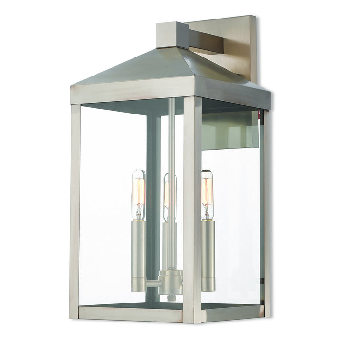 Livex Lighting - 20584-91 - Three Light Outdoor Wall Lantern - Nyack - Brushed Nickel