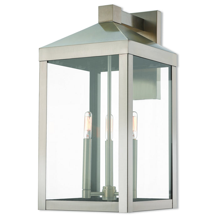 Livex Lighting - 20585-91 - Three Light Outdoor Wall Lantern - Nyack - Brushed Nickel