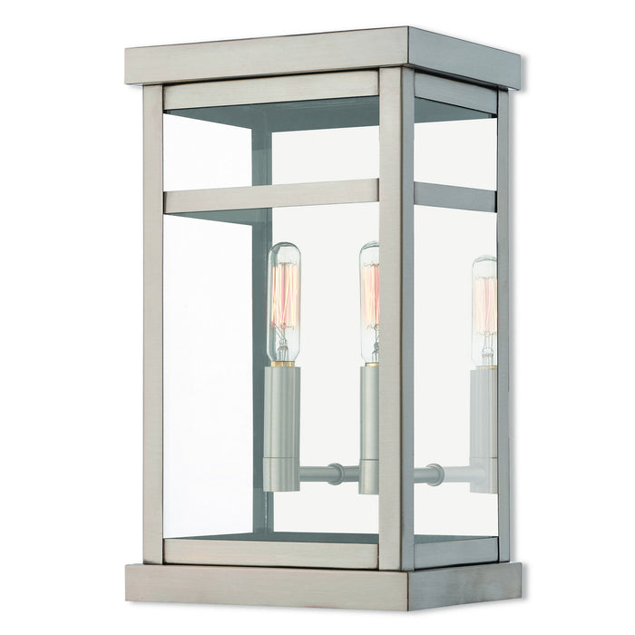 Livex Lighting - 20702-91 - Two Light Outdoor Wall Lantern - Hopewell - Brushed Nickel