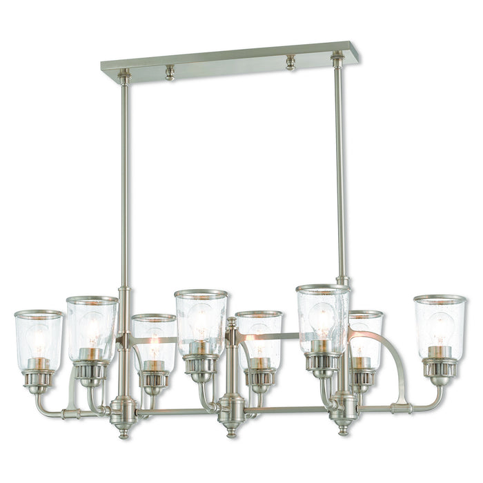 Livex Lighting - 40028-91 - Eight Light Linear Chandelier - Lawrenceville - Brushed Nickel