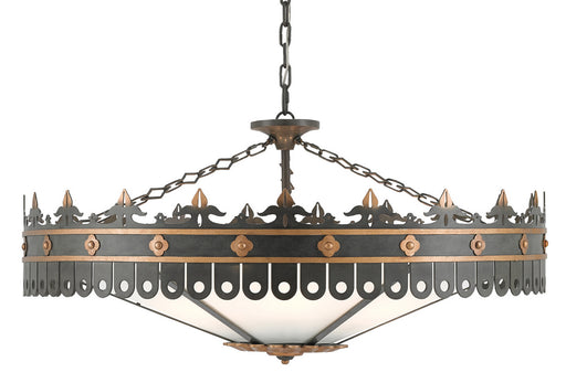 Currey and Company - 9000-0181 - Six Light Chandelier - Bunny Williams - Antique Gold/Moss Gray