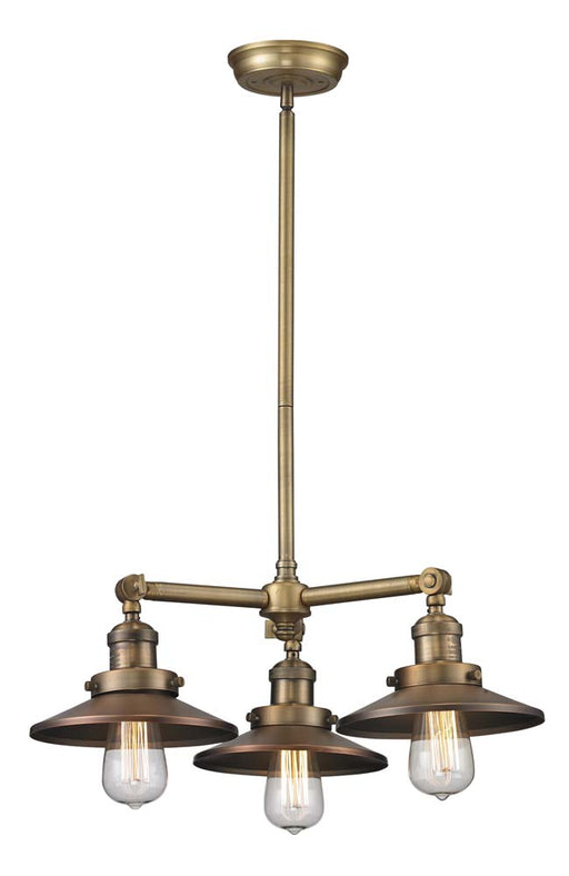 Innovations - 207-BB-M4 - Three Light Chandelier - Franklin Restoration - Brushed Brass