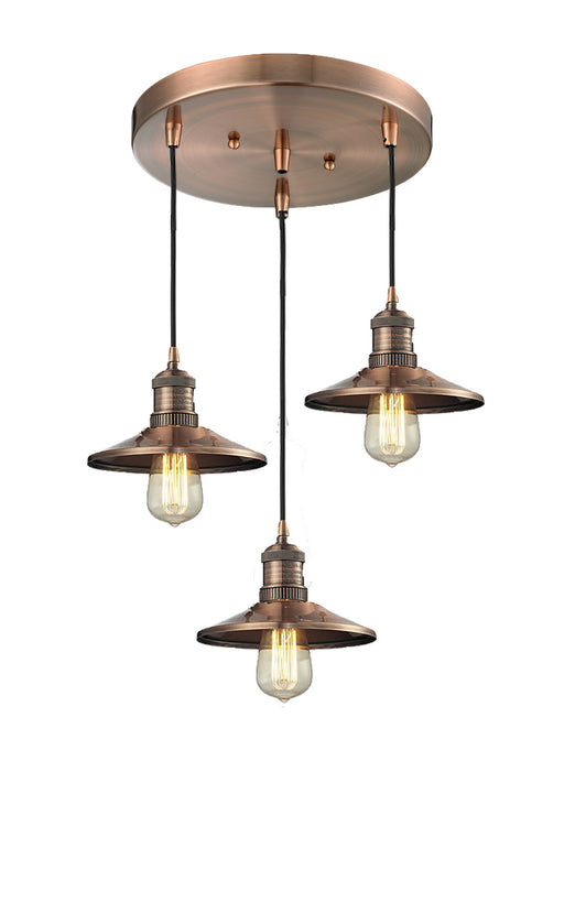 Innovations - 211/3-AC-M3 - Three Light Pendant - Franklin Restoration - Antique Copper