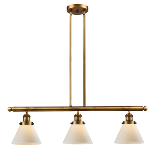 Franklin Restoration Three Light Island Pendant Brushed Brass