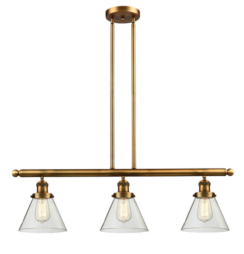 Franklin Restoration Three Light Island Pendant Brushed Brass