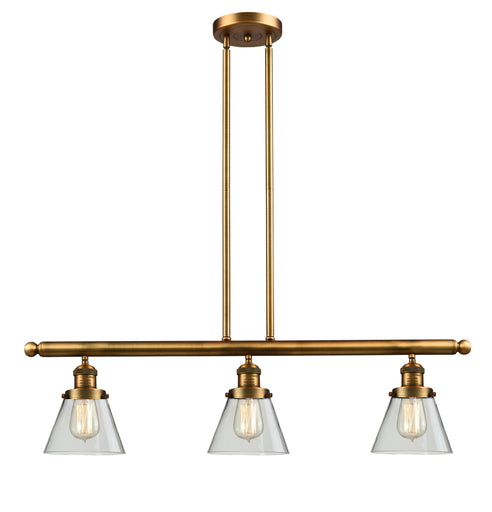 Franklin Restoration Three Light Island Pendant Brushed Brass