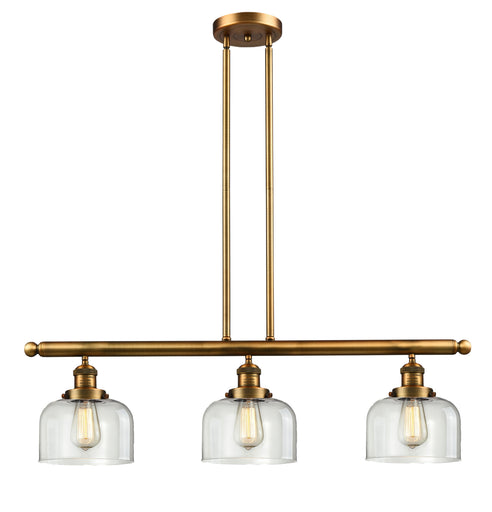 Franklin Restoration Three Light Island Pendant Brushed Brass