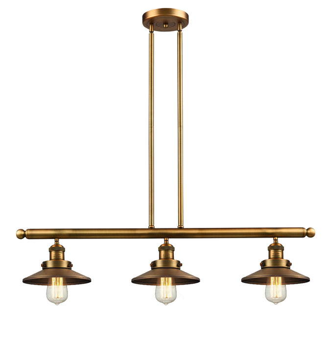 Innovations - 213-BB-M4 - Three Light Island Pendant - Franklin Restoration - Brushed Brass