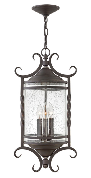 Hinkley - 1147OL-CL - Three Light Hanging Lantern - Casa - Olde Black with Clear Seedy glass