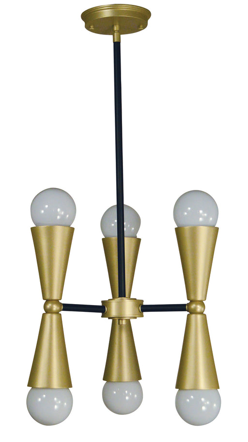 Framburg - 3033 SB/MBLACK - Six Light Chandelier - Equinox - Satin Brass with Matte Black Accents