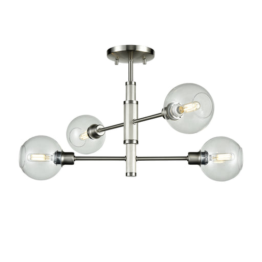 DVI Lighting - DVP20812SN/CH-CL - Four Light Semi-Flush Mount - Ocean Drive - Satin Nickel and Chrome with Clear Glass