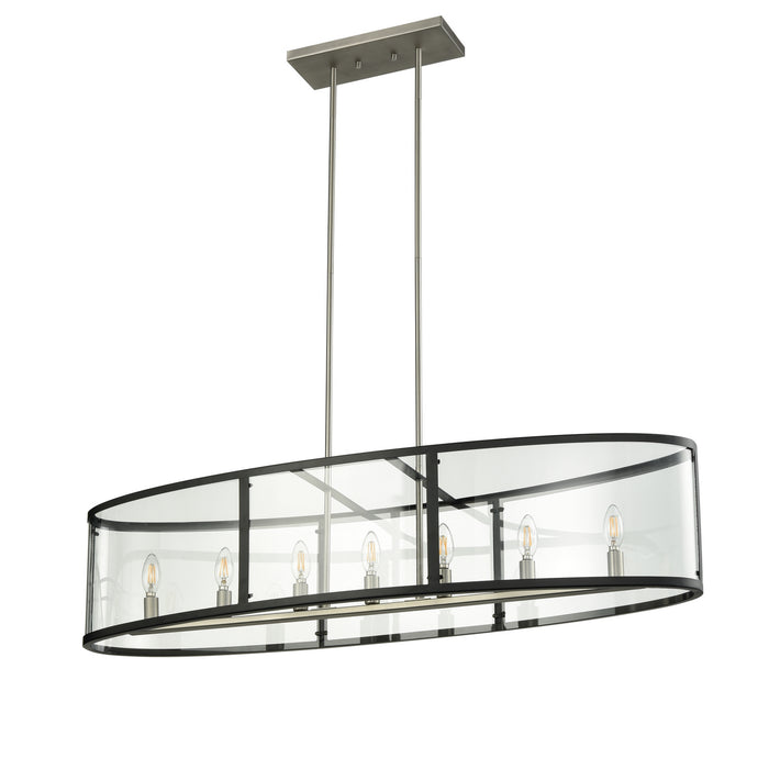 DVI Lighting - DVP25402BN/GR-CL - Seven Light Linear Pendant - Downtown - Buffed Nickel and Graphite with Clear Glass