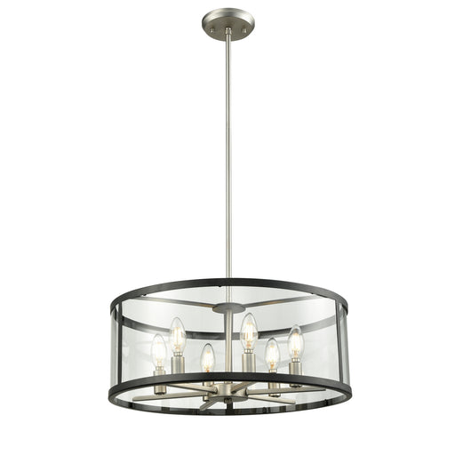 DVI Lighting - DVP25408BN/GR-CL - Six Light Pendant - Downtown - Buffed Nickel and Graphite with Clear Glass