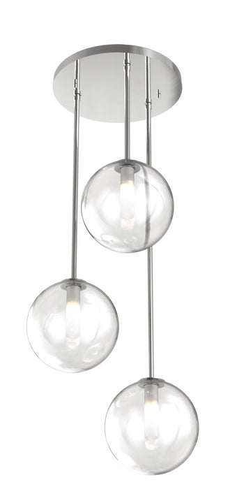 DVI Lighting - DVP27053CH-CL - Three Light Pendant - Courcelette - Chrome with Clear Glass