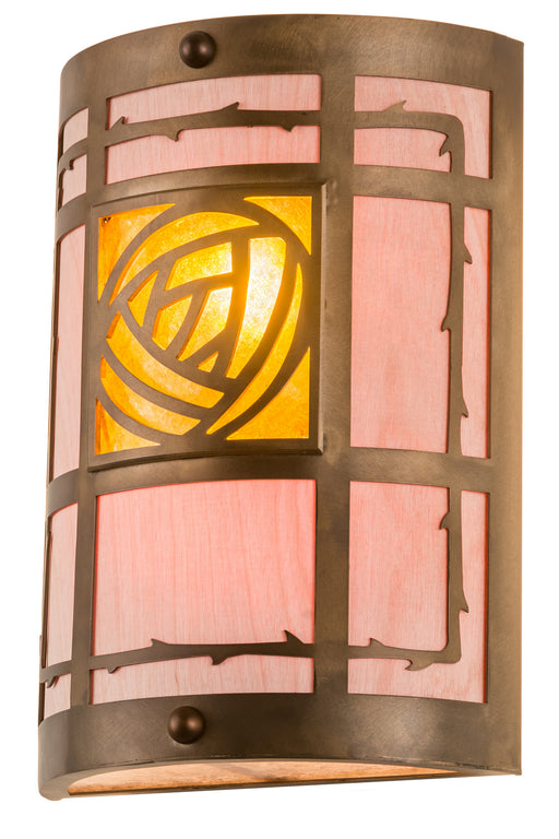 Meyda Tiffany - 185655 - Two Light Wall Sconce - Bungalow Rose - Antique Copper,Natural Wood