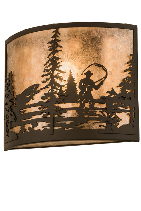 Meyda Tiffany - 185802 - One Light Wall Sconce - Fly Fishing Creek - Oil Rubbed Bronze