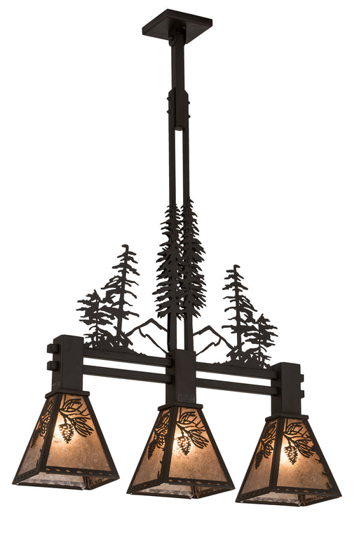 Meyda Tiffany - 186436 - Three Light Island Pendant - Winter Pine - Oil Rubbed Bronze