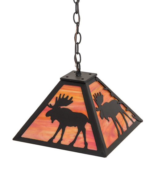 Meyda Tiffany - 187364 - Two Light Pendant - Lone Moose - Textured Black/Oa