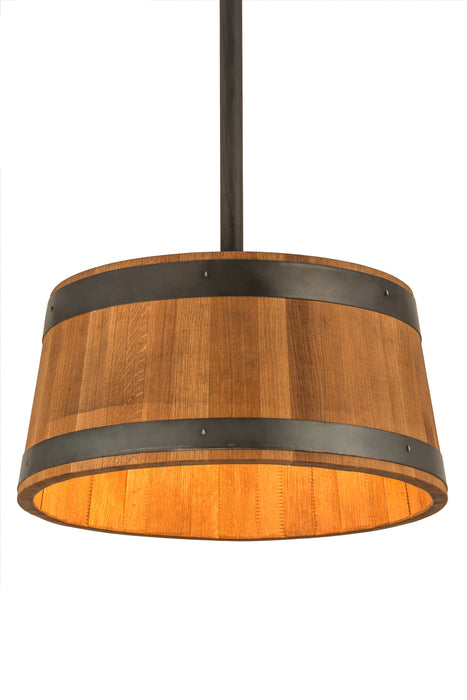 Meyda Tiffany - 188647 - Three Light Pendant - Whiskey Barrel - Natural Wood