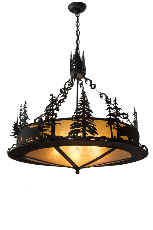 Meyda Tiffany - 189730 - Four Light Inverted Pendant - Wildlife At Dusk - Textured Black