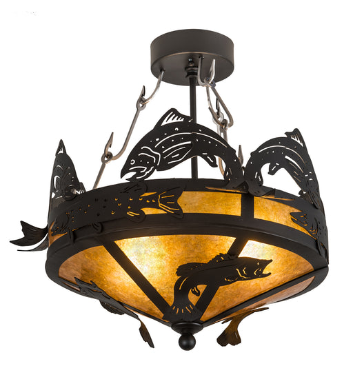 Meyda Tiffany - 189731 - Two Light Flushmount - Catch Of The Day - Textured Black