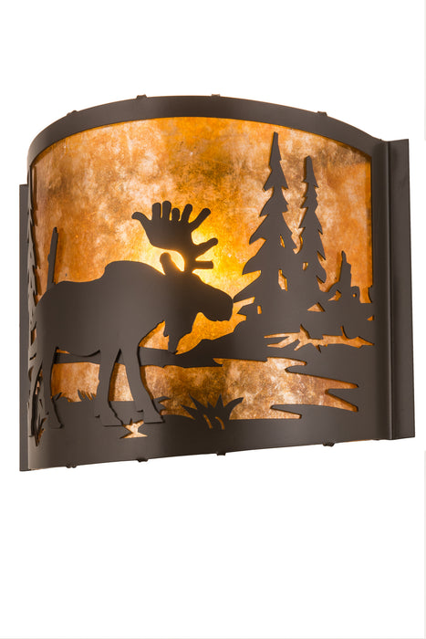 Meyda Tiffany - 190524 - One Light Wall Sconce - Moose At Lake - Timeless Bronze