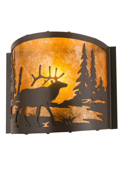 Meyda Tiffany - 190525 - One Light Wall Sconce - Elk At Lake - Timeless Bronze