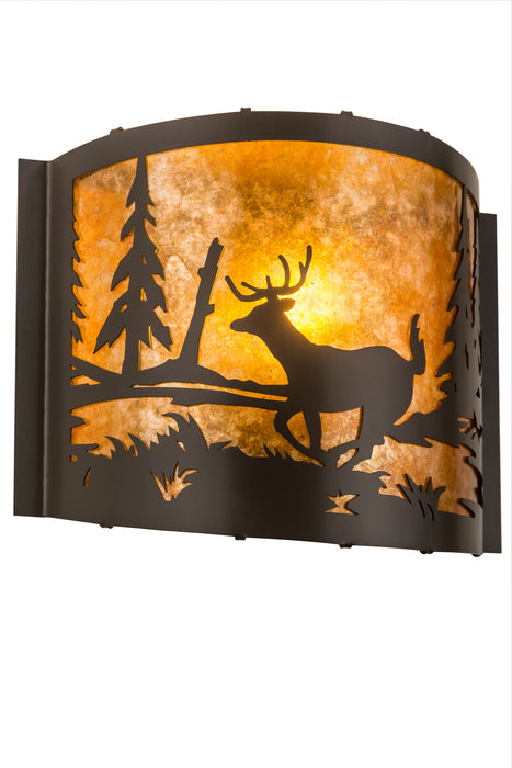 Meyda Tiffany - 190527 - One Light Wall Sconce - Deer At Lake - Timeless Bronze