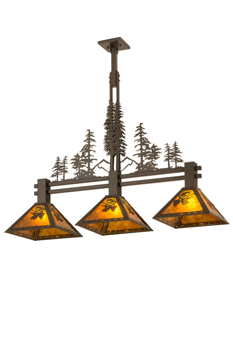 Meyda Tiffany - 27073 - Three Light Island Pendant - Tall Pines - Timeless Bronze