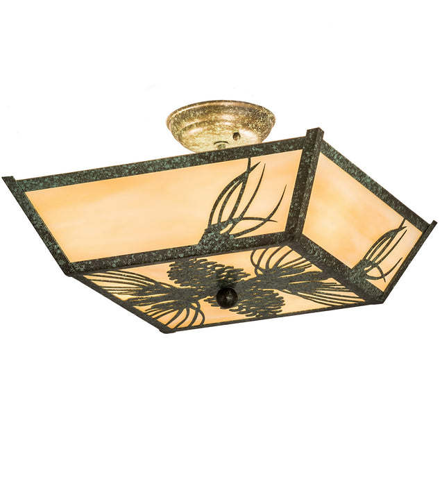 Meyda Tiffany - 193440 - Three Light Flushmount - Mountain Pine - Burnished Copper