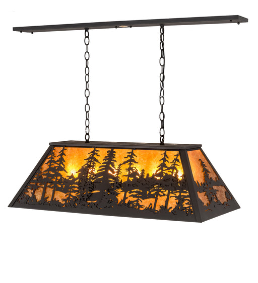 Meyda Tiffany - 190922 - Six Light Oblong Pendant - Tall Pines - Wrought Iron