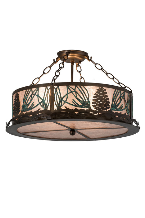 Meyda Tiffany - 191691 - Four Light Semi-Flushmount - Mountain Pine - Antique Copper