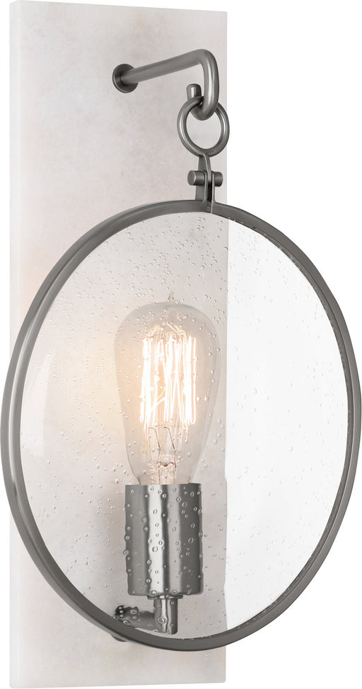 Robert Abbey - 1418 - One Light Wall Sconce - Fineas - Dark Antique Nickel w/ Alabaster Stone Back Plate
