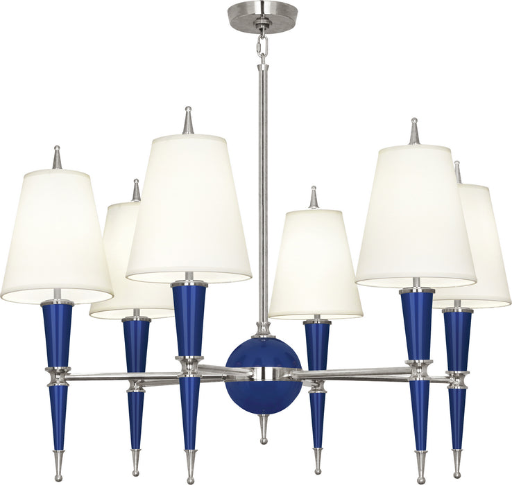 Robert Abbey - C604X - Six Light Chandelier - Jonathan Adler Versailles - Navy Lacquered Paint w/ Polished Nickel