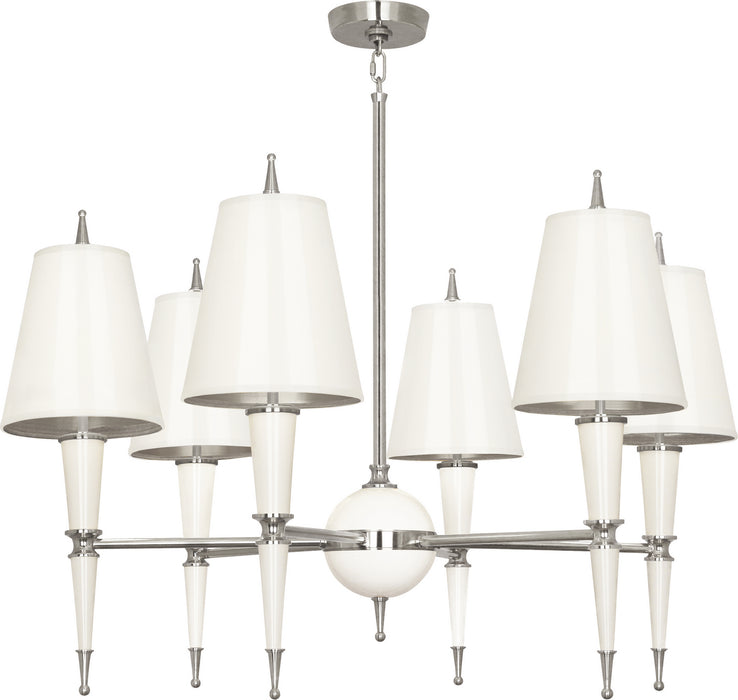 Robert Abbey - W604 - Six Light Chandelier - Jonathan Adler Versailles - Lily Lacquered Paint w/ Polished Nickel