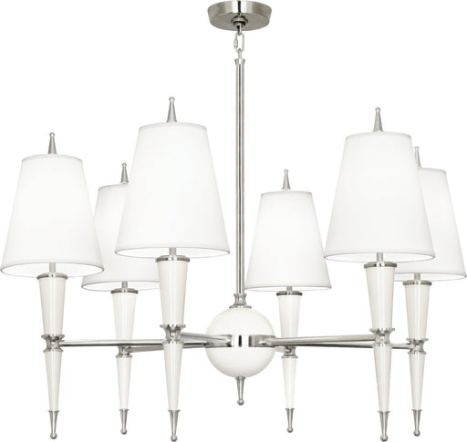 Robert Abbey - W604X - Six Light Chandelier - Jonathan Adler Versailles - Lily Lacquered Paint w/ Polished Nickel