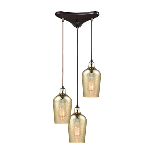 Elk Lighting - 10840/3 - Three Light Pendant - Hammered Glass - Oil Rubbed Bronze
