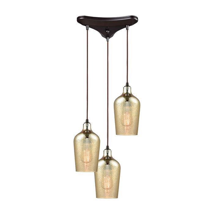 Elk Lighting - 10840/3 - Three Light Pendant - Hammered Glass - Oil Rubbed Bronze